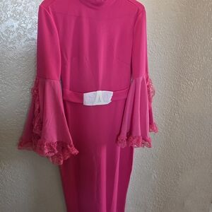Elegant Pink Bell Sleeve Dress